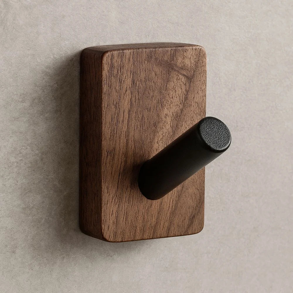 Wall Hook Organizer Wood Self-Adhesive Mounting
