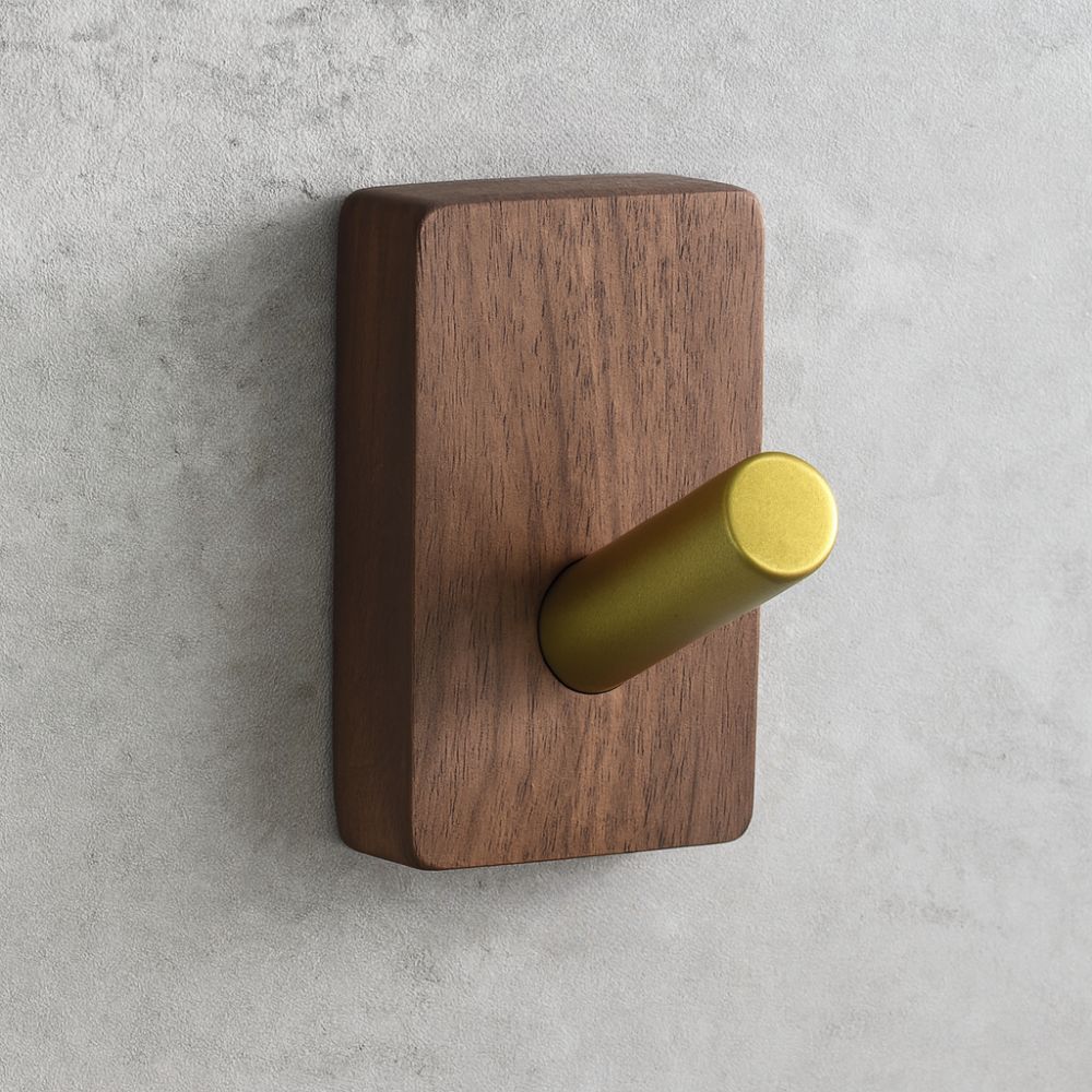 Wall Hook Organizer Wood Self-Adhesive No-Drill Mounting
