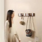 Wall Hook Rack Wooden Fold-Out 6 Retractable Hooks
