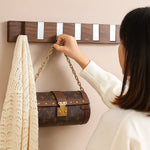 Wall Hook Rack Wooden Fold-Out 6 Retractable Hooks