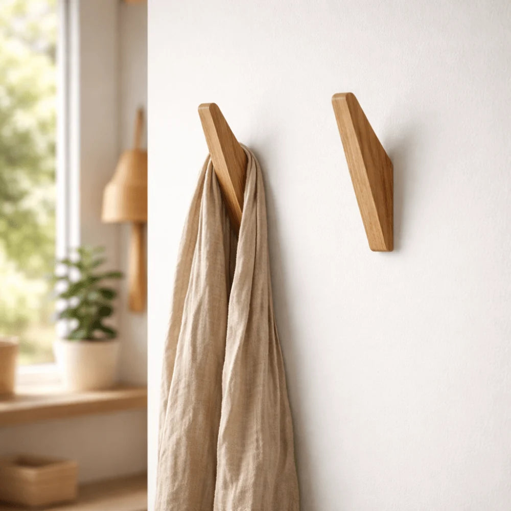 Wall Hook Set Solid Wood Two-Tone Design