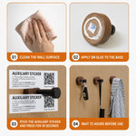 Wall Hook Solid Walnut Wood Self-Adhesive No-Drill Installation