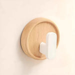 Wall Hook Solid Walnut Wood Self-Adhesive No-Drill Installation