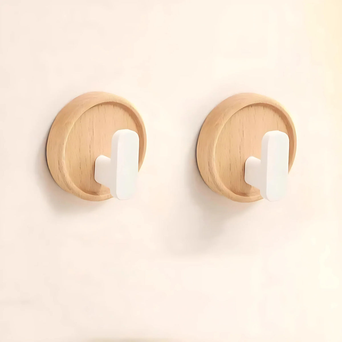 Wall Hook Solid Walnut Wood Self-Adhesive No-Drill Installation