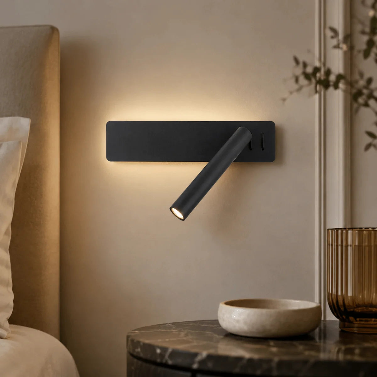 Wall Lamp 360° Rotatable Head Adjustable Brightness Warm & Cool LED Light