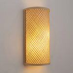 Wall Lamp Bamboo Frame & Rattan Shade Hardwired