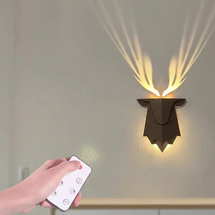 Wall Lamp Deer Design Adjustable Brightness Remote Control