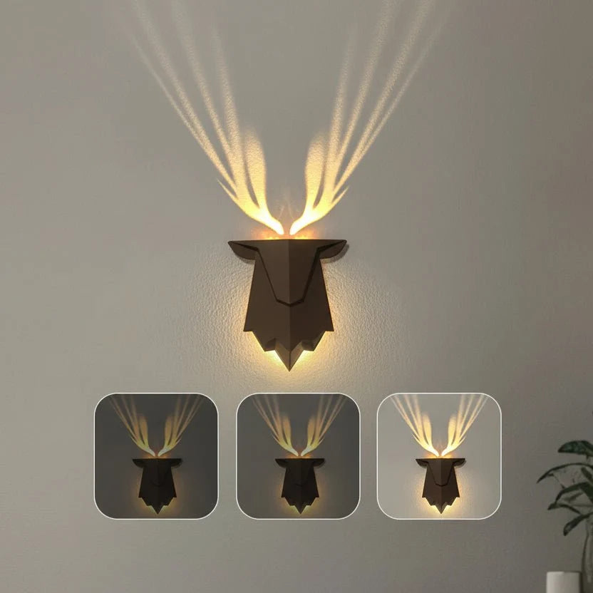 Wall Lamp Deer Design Adjustable Brightness Remote Control