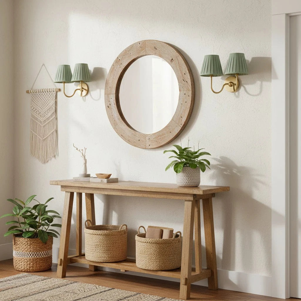 Wall Lamp Dimmable Fabric Shade Hardwired Indoor Fixture