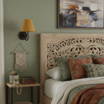 Wall Lamp Dimmable Fabric Shade Hardwired Indoor Fixture