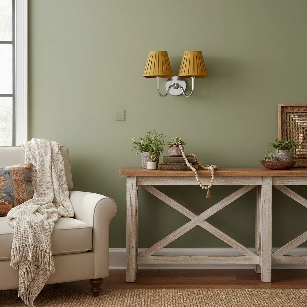 Wall Lamp Dimmable Fabric Shade Hardwired Indoor Fixture