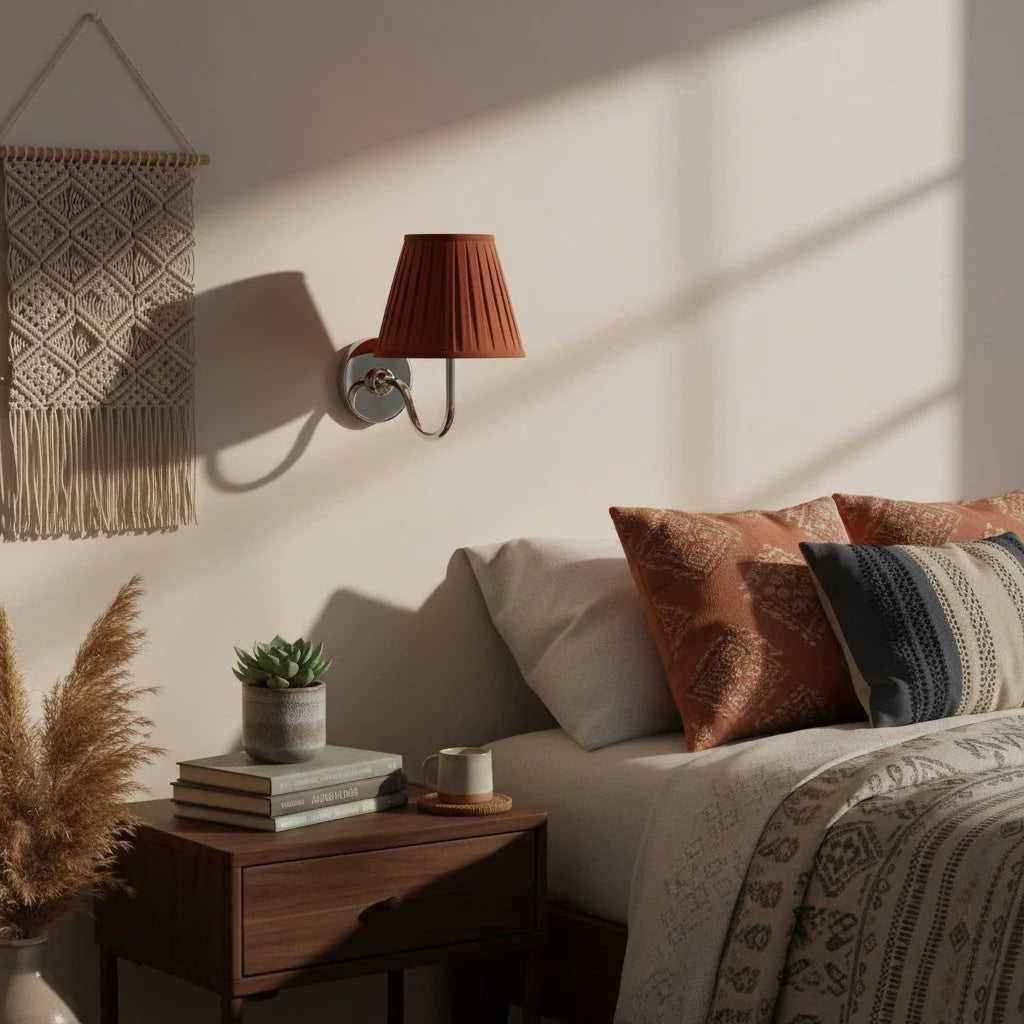 Wall Lamp Dimmable Fabric Shade Hardwired Indoor Fixture