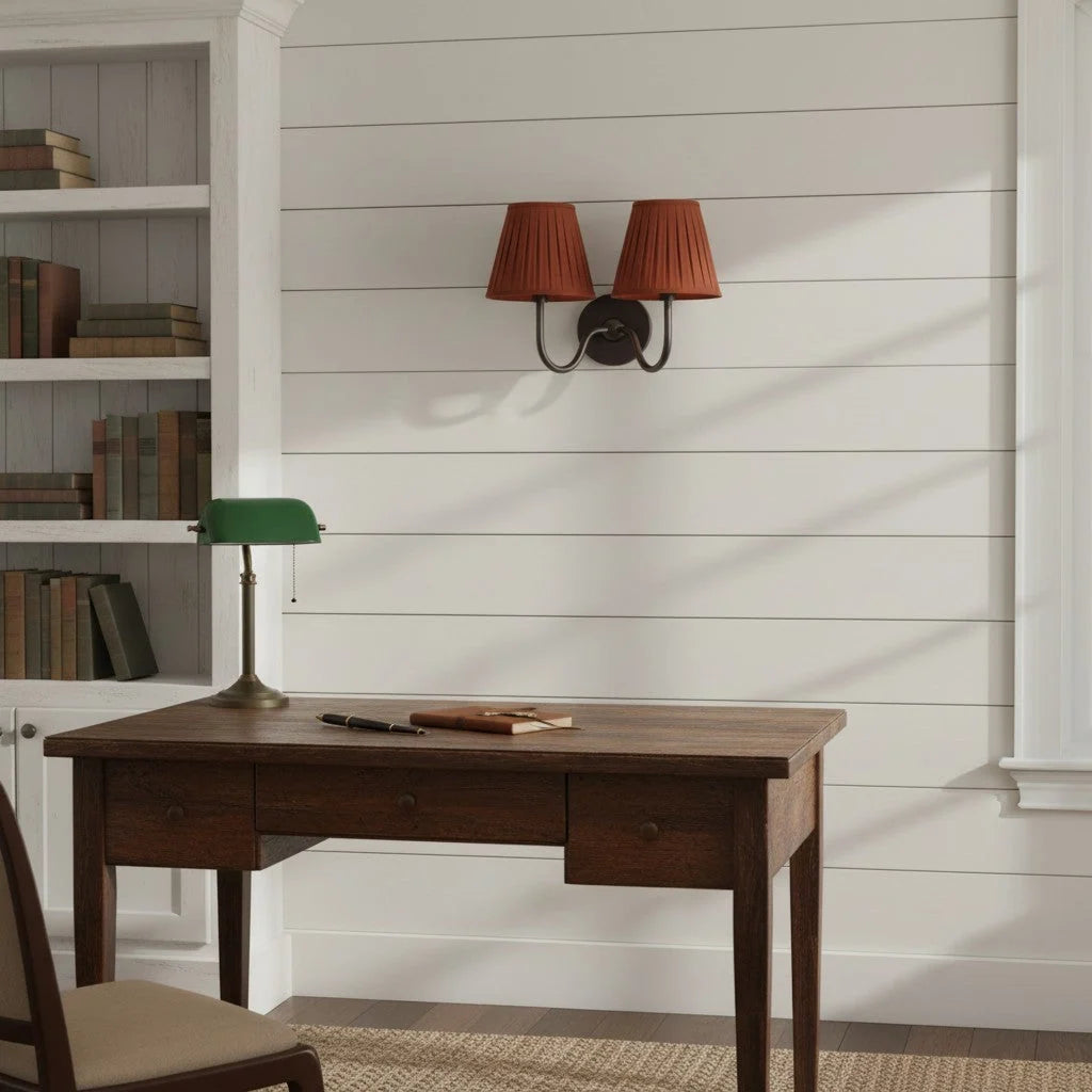 Wall Lamp Dimmable Fabric Shade Hardwired Indoor Fixture