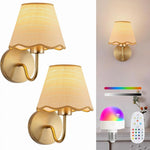 Wall Lamp Fabric Shade Diffused Light Set of 2