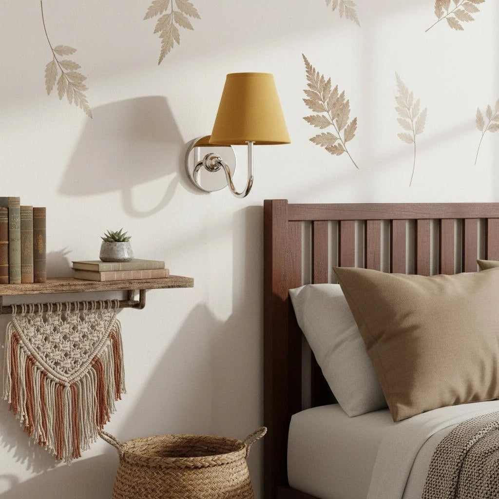 Wall Lamp Fabric Shade Dimmable Soft Diffused Light