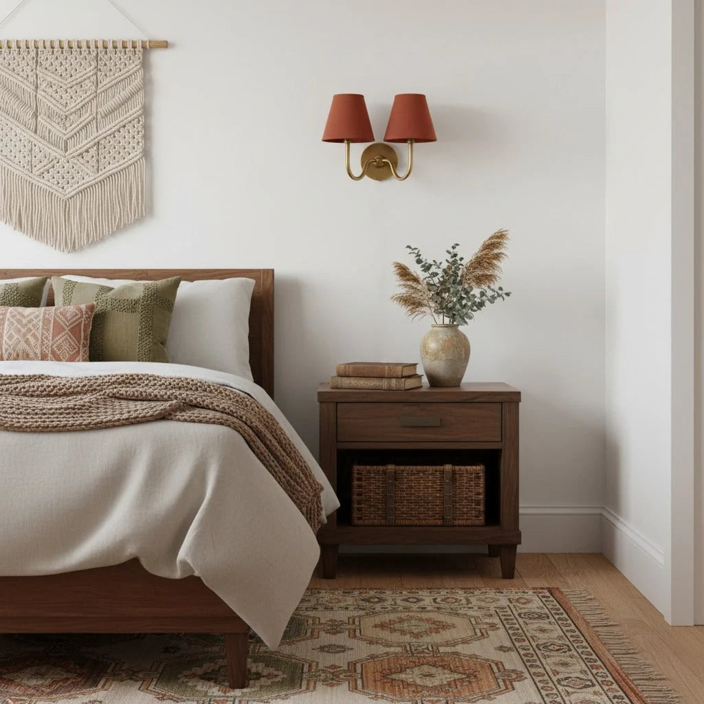Wall Lamp Fabric Shade Dimmable Soft Diffused Light
