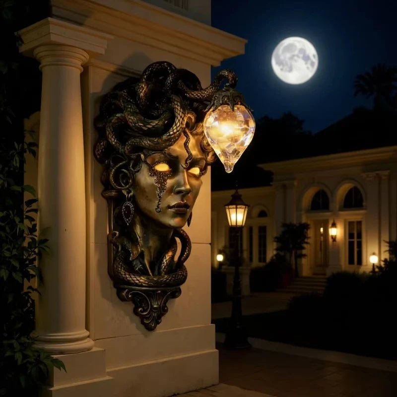 Wall Lamp Medusa Design Clear Glass Globe