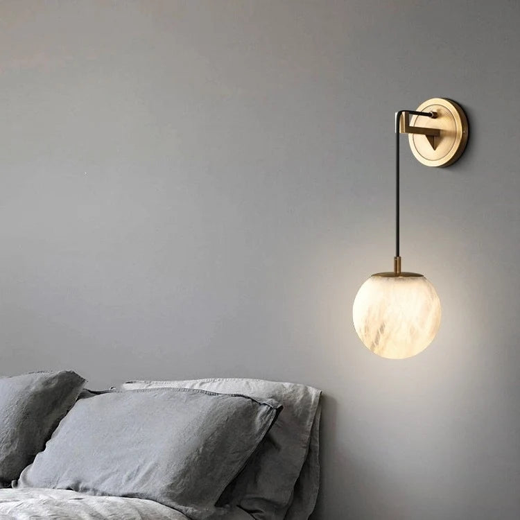 Wall Lamp Spherical Glass Shade Adjustable Height