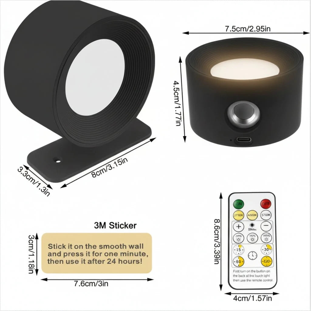Wall Light Cordless Rechargeable LED with Remote Control