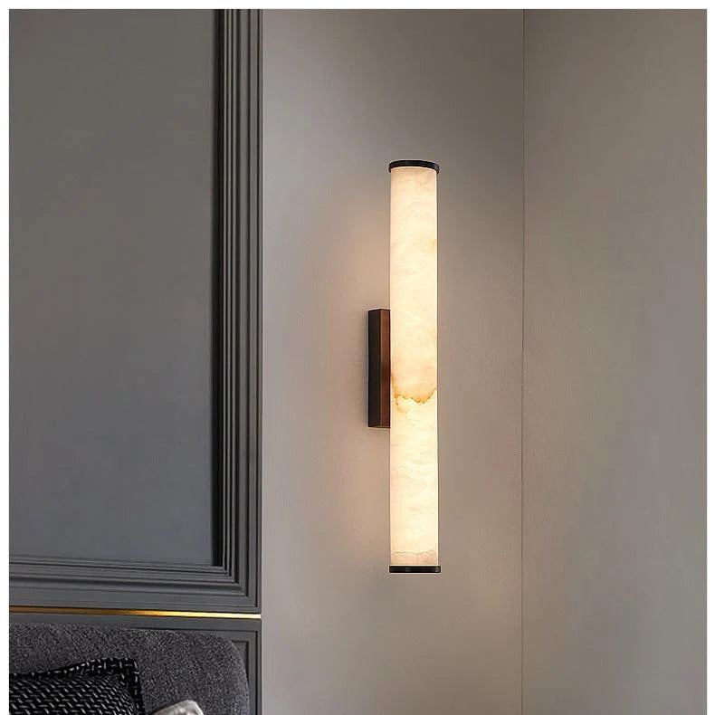 Wall Light Marble-Style Copper Accents Warm White LED