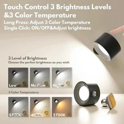 Wall Light Rechargeable 360° Magnetic Touch Control & Dimmable