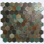 Wall Mosaic Tile Peel-And-Stick Metal Hexagon Sheet