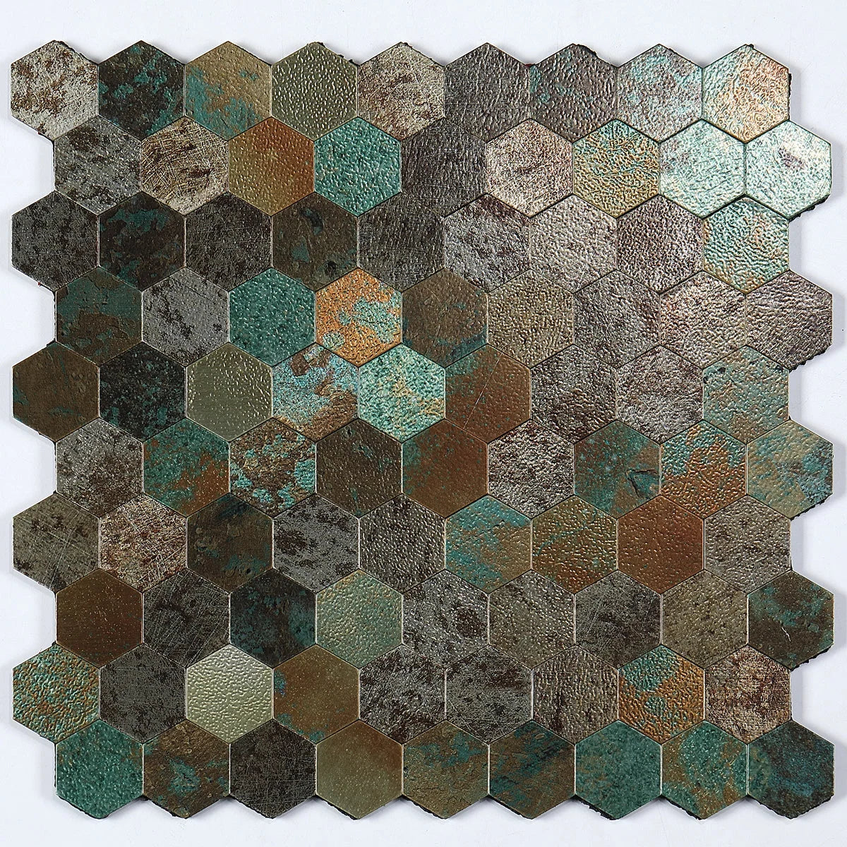 Wall Mosaic Tile Peel-And-Stick Metal Hexagon Sheet