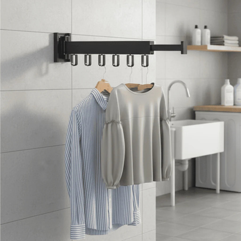 Wall-Mounted Clothes Dryer Retractable Fold-Flat Space-Saving Design