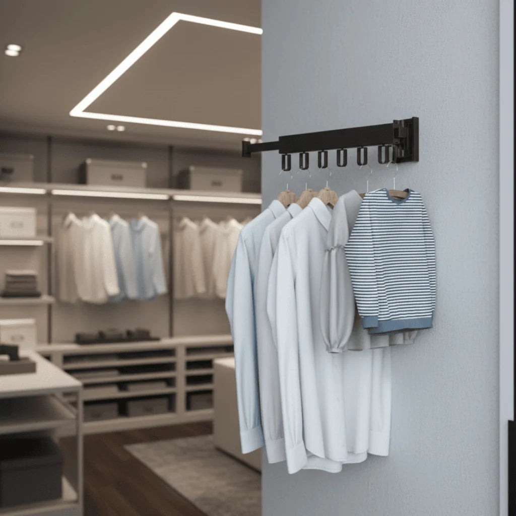 Wall-Mounted Clothes Dryer Retractable Fold-Flat Space-Saving Design