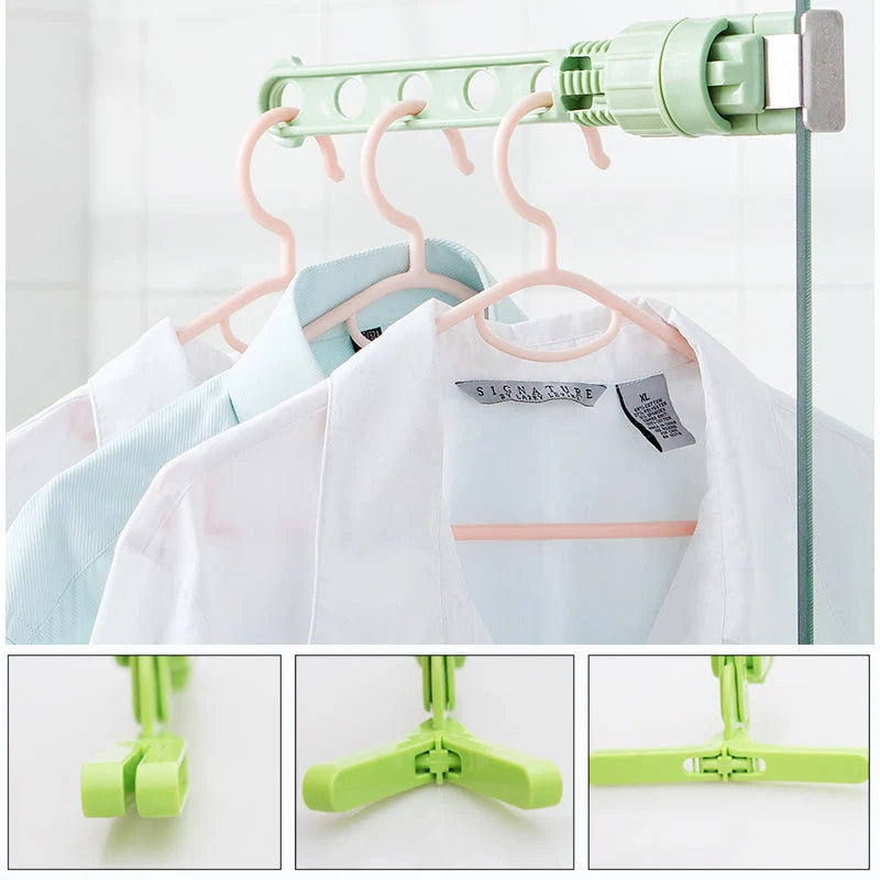 Wall-Mounted Clothes Hanger Stainless Steel Folding 180° Space-Saving Design