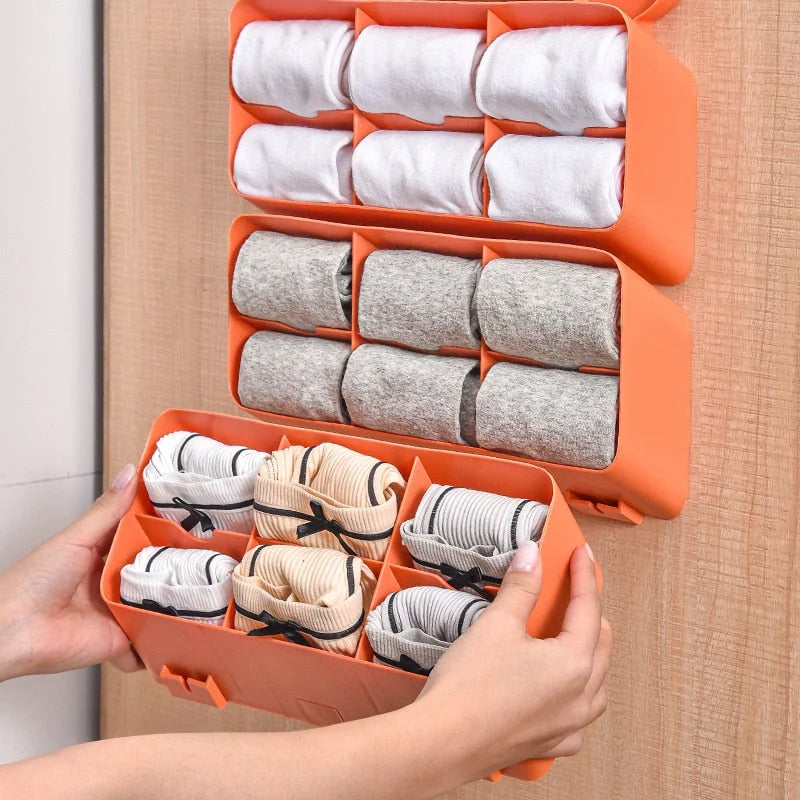 Wall-Mounted Clothing Organizer Self-Adhesive 3-Tier Stackable