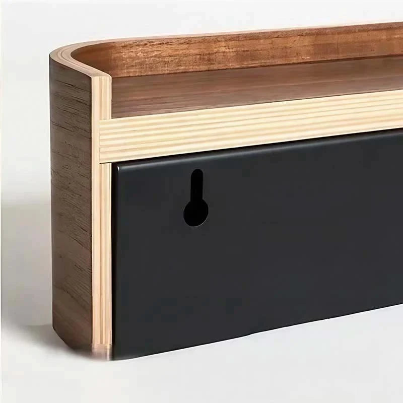 Wall-Mounted Coat Rack Solid Wood Shelf Concealed Hooks Supports 77 Lbs