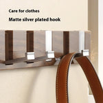 Wall-Mounted Coat Rack Wood Six Retractable Hooks