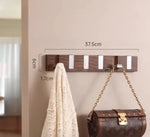 Wall-Mounted Coat Rack Wood Six Retractable Hooks