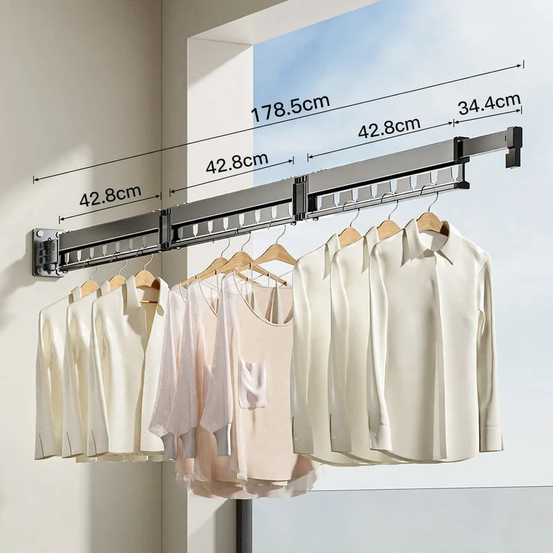 Wall-Mounted Drying Rack Foldable Aluminum Space-Saving
