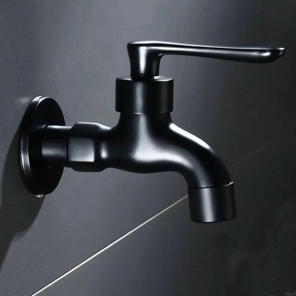 Wall-Mounted Faucet Solid Brass Matte Black Space-Saving