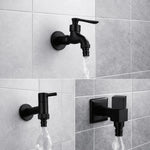 Wall-Mounted Faucet Solid Brass Matte Black Space-Saving