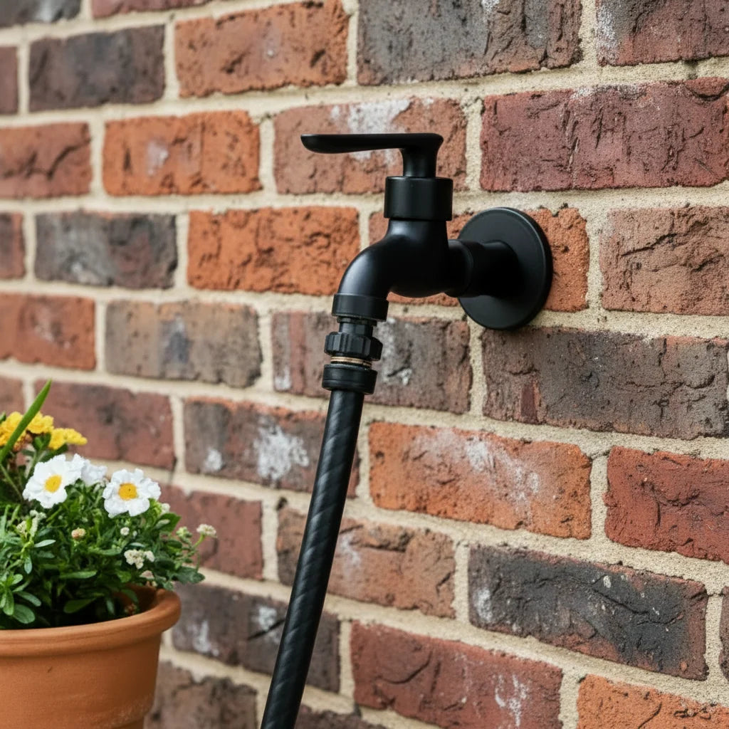 Wall-Mounted Faucet Solid Brass Matte Black Space-Saving