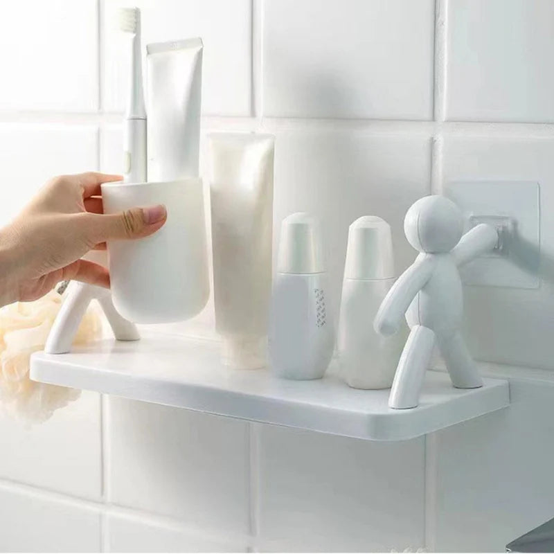 Wall-Mounted Organizer Shelf Self-Adhesive Tool-Free Installation