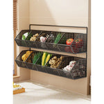 Wall-Mounted Storage Basket Ventilated Plastic Double-Tiered