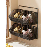 Wall-Mounted Storage Basket Ventilated Plastic Double-Tiered