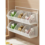Wall-Mounted Storage Basket Ventilated Plastic Double-Tiered