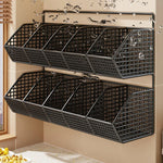 Wall-Mounted Storage Basket Ventilated Plastic Double-Tiered