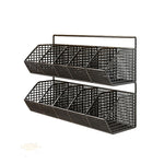 Wall-Mounted Storage Basket Ventilated Plastic Double-Tiered
