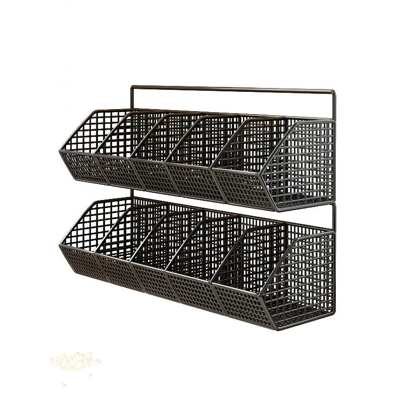 Wall-Mounted Storage Basket Ventilated Plastic Double-Tiered