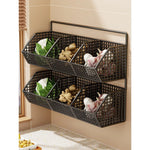 Wall-Mounted Storage Basket Ventilated Plastic Double-Tiered