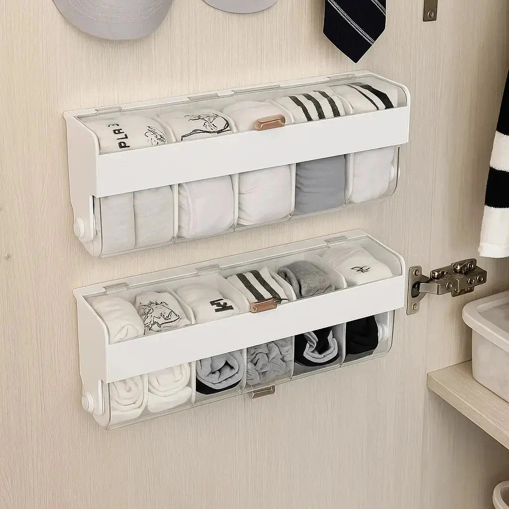 Wall-Mounted Storage Organizer Adhesive Mount Adjustable Dividers