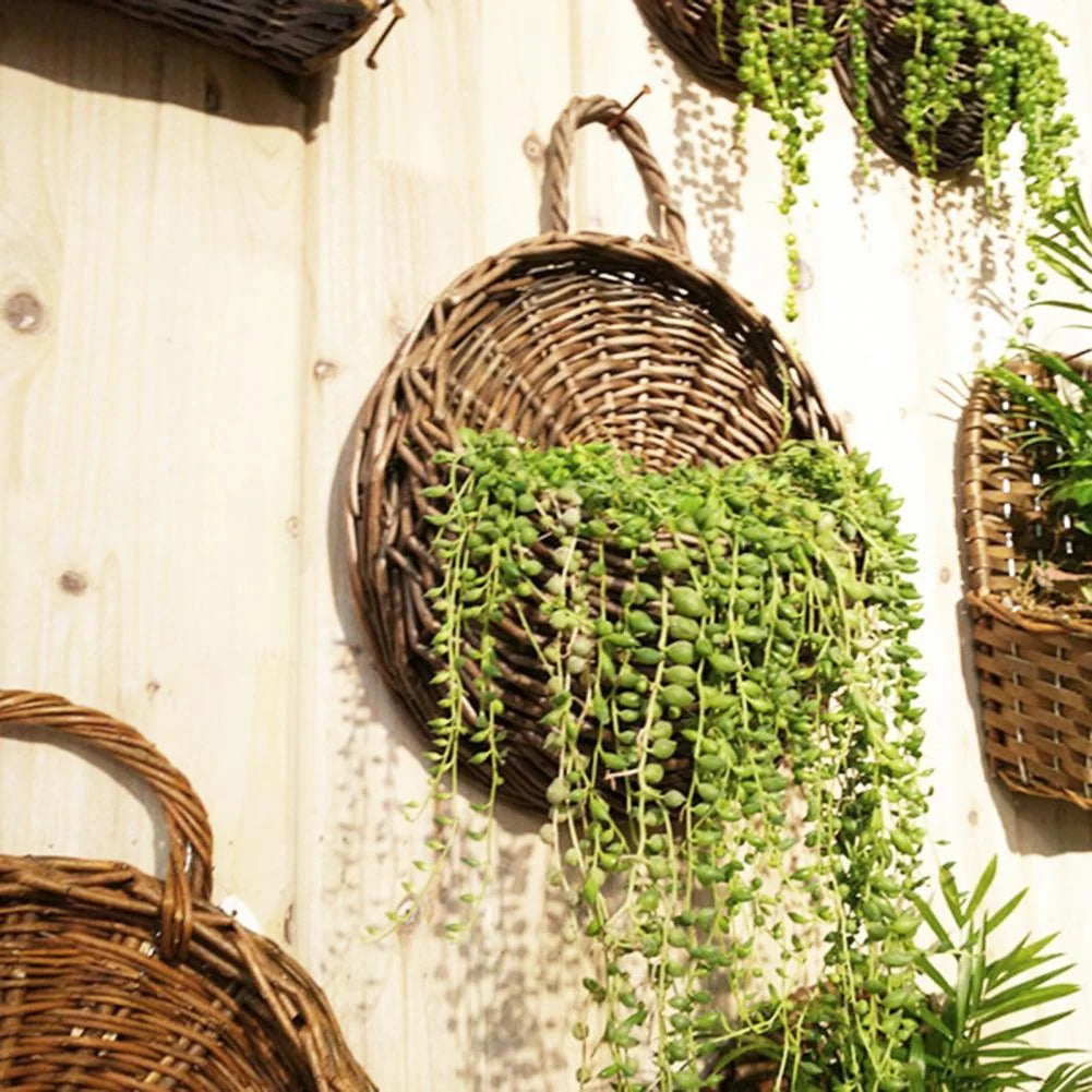 Wall Planter Handwoven Natural Rattan Hanging Design
