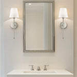 Wall Sconce Battery Powered LED White Fabric Shade