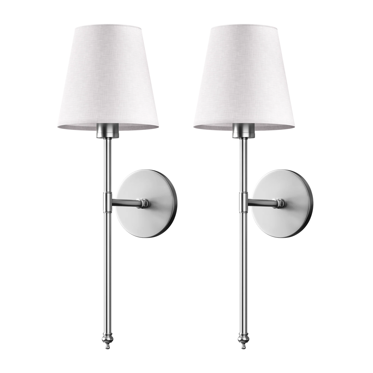 Wall Sconce Battery Powered LED White Fabric Shade